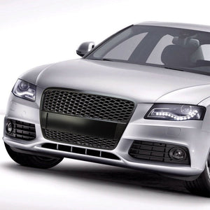 Black Frame/Black Honeycomb Mesh RS Style Grille For 05-08 A4 B7 Typ 8E/8H PL46-Exterior-BuildFastCar