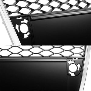 Silver Frame/Black Honeycomb Mesh RS Style Grille For 05-08 A4 B7 Typ 8E/8H PL46-Exterior-BuildFastCar