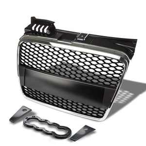 Silver Frame/Silver Honeycomb Mesh RS Style Grille For 05-08 A4 Typ 8E/8H PL46-Exterior-BuildFastCar