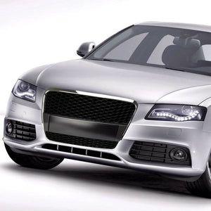 Silver Frame/Silver Honeycomb Mesh RS Style Grille For 05-08 A4 Typ 8E/8H PL46-Exterior-BuildFastCar