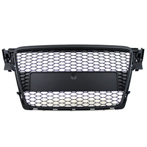 Black Honeycomb Mesh RS Style Replacement Front Grille For Audi 08-11 A4 Typ 8K-Exterior-BuildFastCar