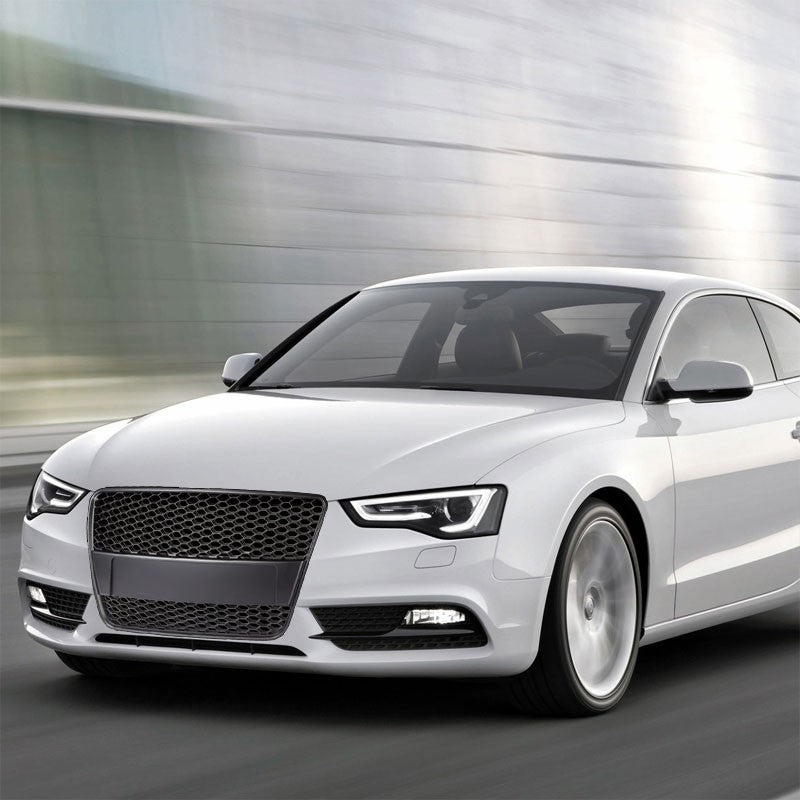 Black Honeycomb Mesh RS Style Front Grille For 07-11 A5 8T 2.0L/3.0L/4.2L DOHC-Exterior-BuildFastCar