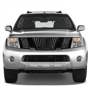 Black Vertical Style Replacement Grille For 05-08 Frontier D40/Pathfinder D51-Exterior-BuildFastCar