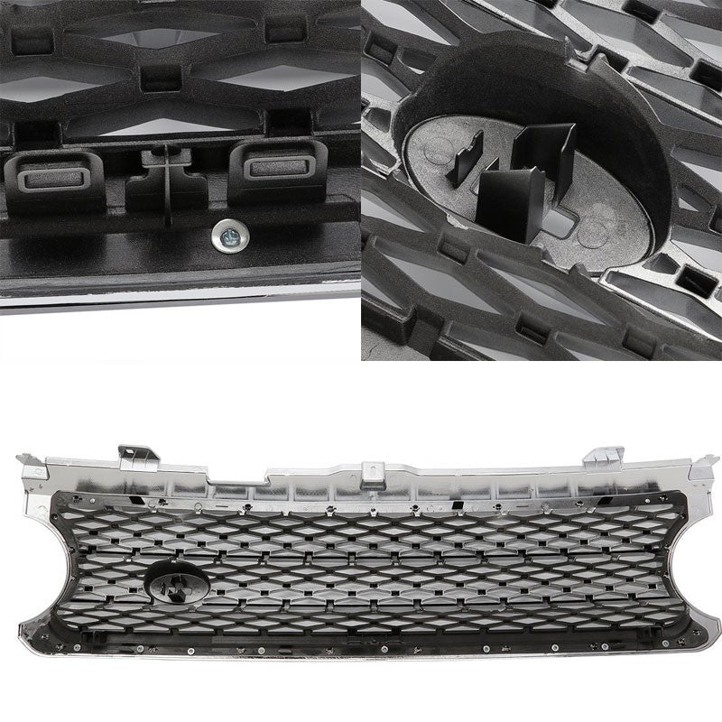 Chrome Frame/Silver Honeycomb Mesh Style Front Grille For 06-09 Range Rover L322-Exterior-BuildFastCar