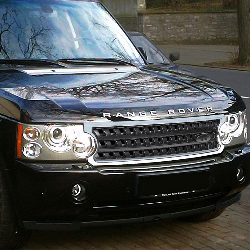 Chrome/Black Square Mesh Style Front Grille Grill For 06-09 Range Rover V8 DOHC-Exterior-BuildFastCar