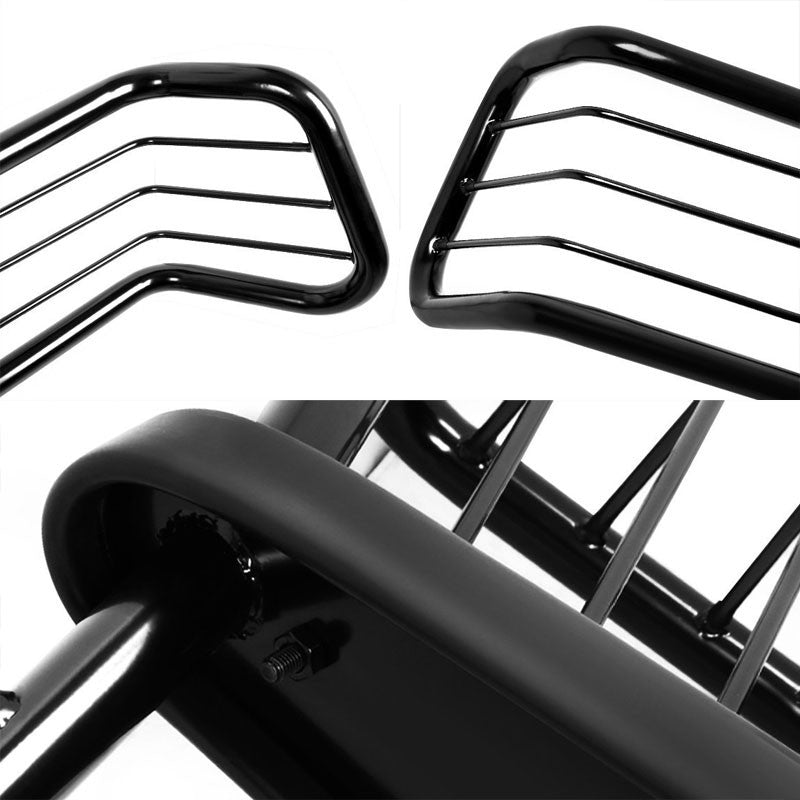 Black Mild Steel Front Bumper Grill Protection Guard For Jeep 84-01 Cherokee XJ-Exterior-BuildFastCar