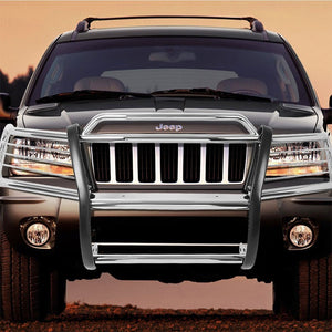 Chrome Mild Steel Front Bumper Brush Grill Guard For 99-04 Grand Cherokee WJ-Exterior-BuildFastCar