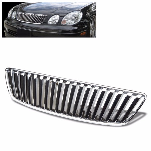 Chrome Vertical Style Replacement Grille For Lexus 98-05 GS Base 3.0L/4.0L/4.3L-Exterior-BuildFastCar