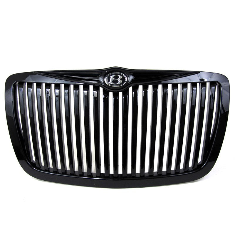 Black Vertical Style Replacement Front Grille For Chrysler 05-10 300 LX V6/V8-Exterior-BuildFastCar