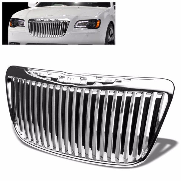 Chrome Vertical Style Replacement Grille For 11-13 300 LD V6/V8 3.6L/5.7/6.4L-Exterior-BuildFastCar