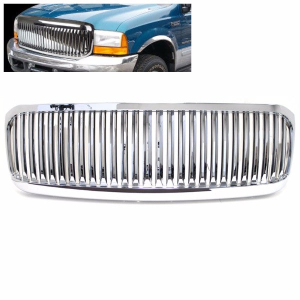 Chrome Vertical Style Replacement Front Grille For 00-04 F-250/F-350 Super Duty-Exterior-BuildFastCar