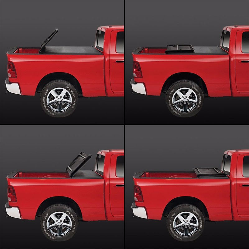 Black Soft Top Tri-Fold Tonneau Trunk Cover For 04-14 F-150 6.5' Flare Side Bed-Exterior-BuildFastCar