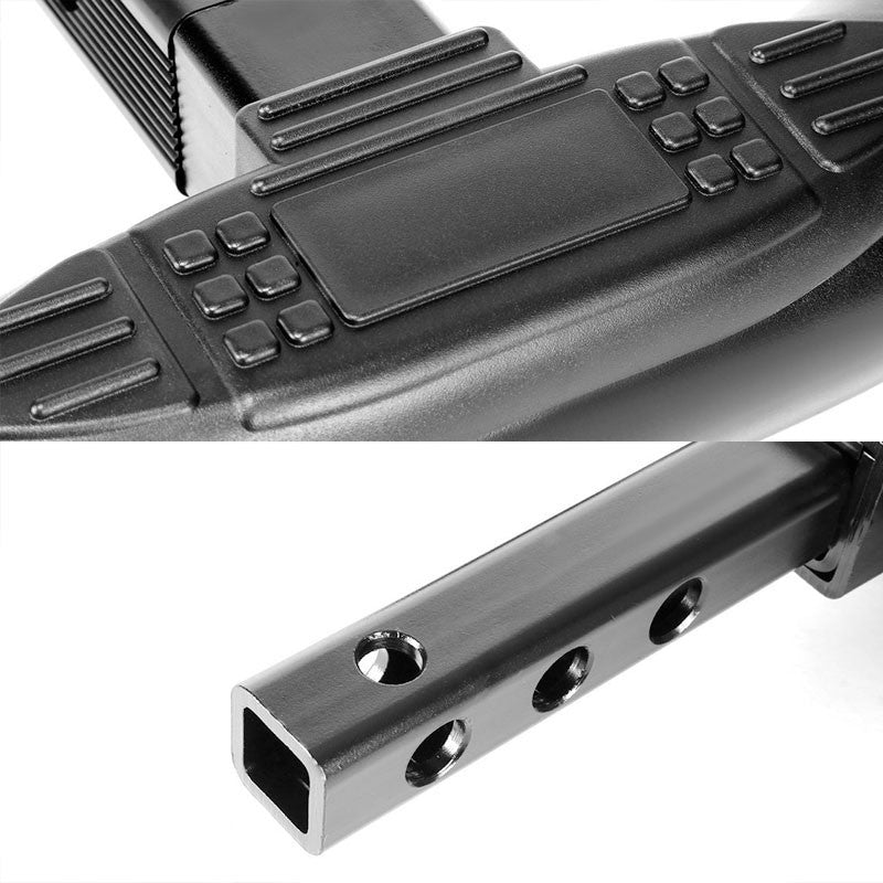 Black 18" Pedal Class III 1.25/2.00" Receiver 3.00" Round Trailer Tailgate/Hitch Step Bar-Exterior-BuildFastCar