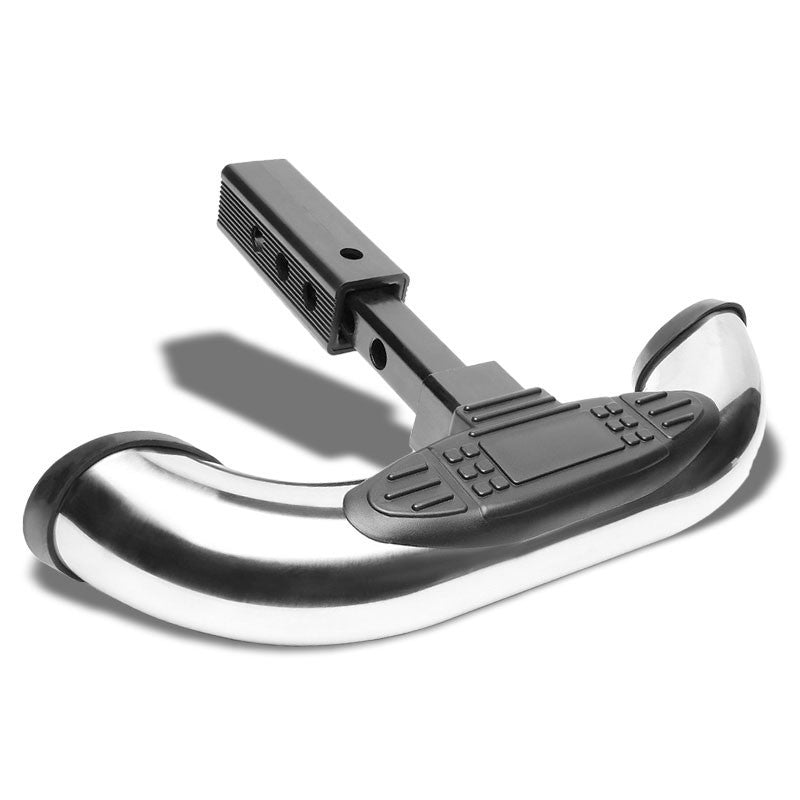 Chrome 18" Pedal Class III 1.25/2.00" Receiver 3.00" Round Trailer Tailgate/Hitch Step Bar-Exterior-BuildFastCar