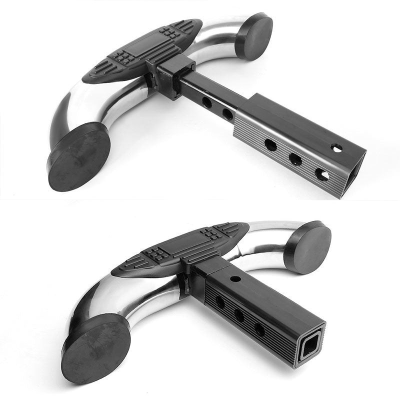 Chrome 18" Pedal Class III 1.25/2.00" Receiver 3.00" Round Trailer Tailgate/Hitch Step Bar-Exterior-BuildFastCar