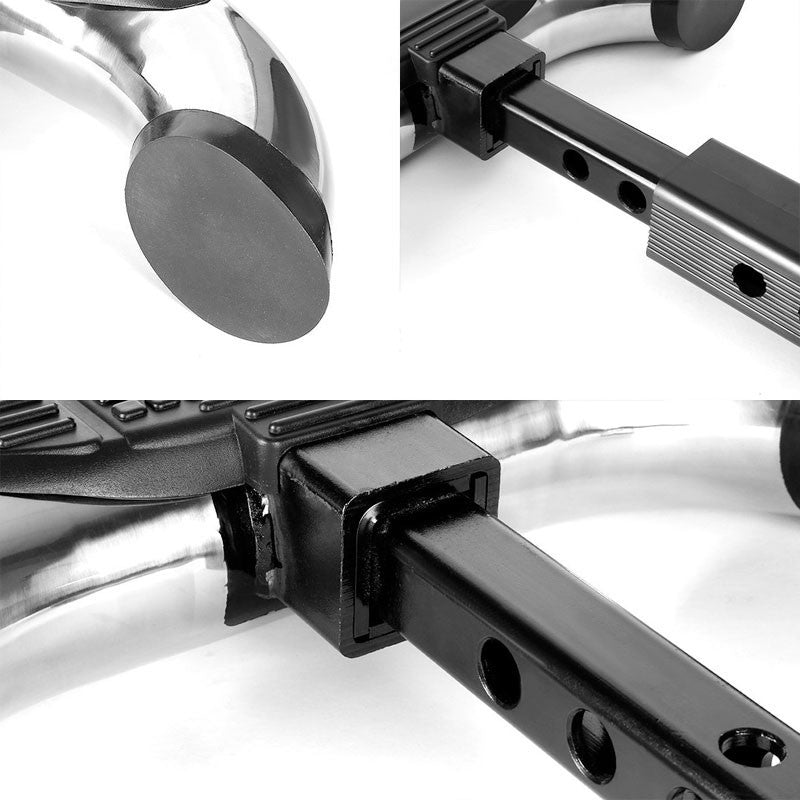 Chrome 18" Pedal Class III 1.25/2.00" Receiver 3.00" Round Trailer Tailgate/Hitch Step Bar-Exterior-BuildFastCar