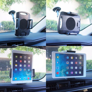 Black Universal Car/SUV 7" Long Arm Windshield 360 Rotating Tablet Mount Holder Cradle+Bag Hanger-Accessories-BuildFastCar