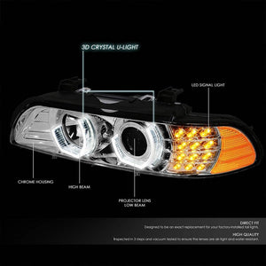 Chrome Housing Amber LED Side Signal 3D Headlight For BMW 96-03 E39 5-Series-Exterior-BuildFastCar
