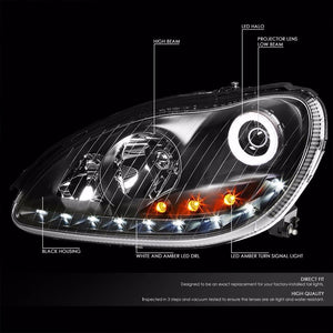 Black Halo Projector Headlight+LED Side Singal For Mercedes Benz 00-06 W220 S-Class-Exterior-BuildFastCar