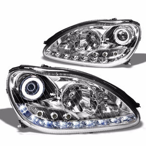 Chrome Halo Projector Headlight+LED Side Singal For Mercedes Benz 00-06 W220 S-Class-Exterior-BuildFastCar