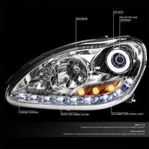 Chrome Halo Projector Headlight+LED Side Singal For Mercedes Benz 00-06 W220 S-Class-Exterior-BuildFastCar