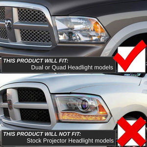 Chrome Housing Headlights Clear Corner Side Signal Lamps For Dodge 09-16 Ram-Exterior-BuildFastCar