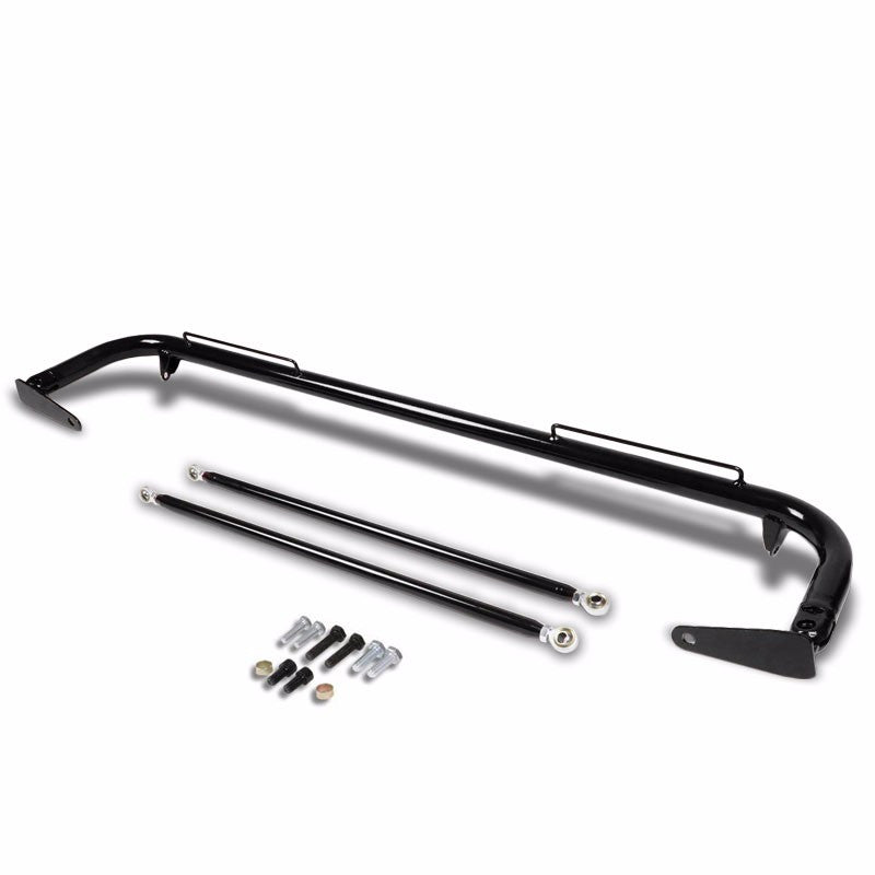 Black Mild Steel 49" Racing Safety Chassis Seat Belt Harness Bar/Across Tie Rod+Support Rod-Interior-BuildFastCar