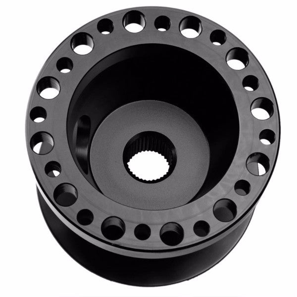 Black Aluminum 6-Hole Steering Wheel Hub Adapter For Colt/Eclipse/Galant/Lancer 1G/2G-Interior-BuildFastCar