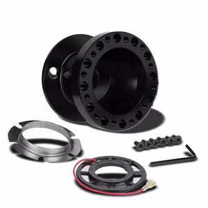Black Aluminum 6-Hole Steering Wheel Hub Adapter For Colt/Eclipse/Galant/Lancer 1G/2G-Interior-BuildFastCar