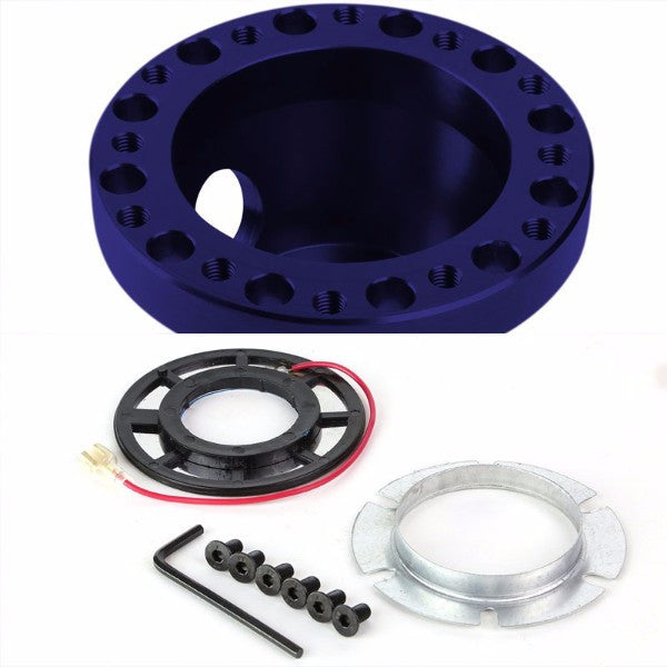 Blue Aluminum 6-Hole Steering Wheel Hub Adapter For Colt/Eclipse/Galant/Lancer 1G/2G-Interior-BuildFastCar