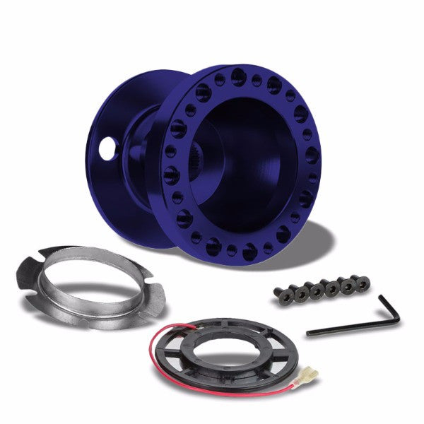 Blue Aluminum 6-Hole Steering Wheel Hub Adapter For Colt/Eclipse/Galant/Lancer 1G/2G-Interior-BuildFastCar