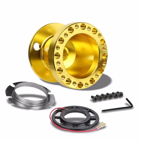Gold Aluminum 6-Hole Steering Wheel Hub Adapter For Colt/Eclipse/Galant/Lancer 1G/2G-Interior-BuildFastCar