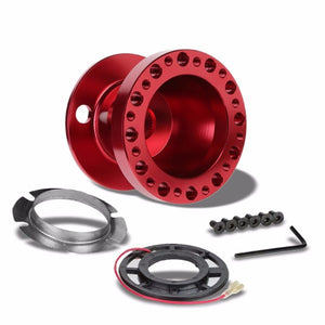 Red Aluminum 6-Hole Steering Wheel Hub Adapter For Colt/Eclipse/Galant/Lancer 1G/2G-Interior-BuildFastCar