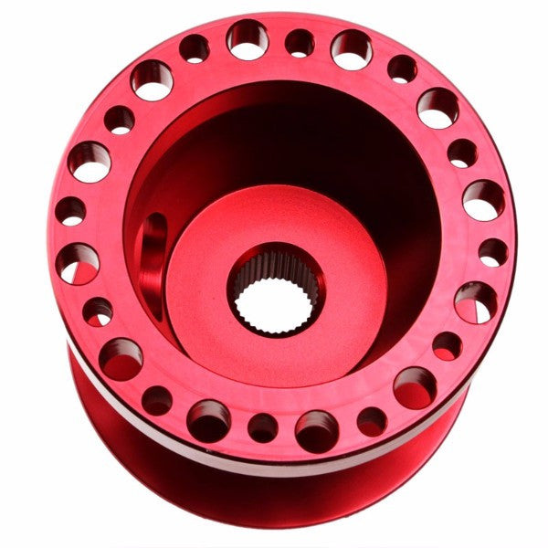 Red Aluminum 6-Hole Steering Wheel Hub Adapter For Colt/Eclipse/Galant/Lancer 1G/2G-Interior-BuildFastCar