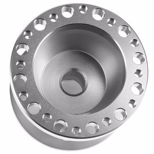 Silver Aluminum 6-Hole Steering Wheel Hub Adapter For Colt/Eclipse/Galant/Lancer 1G/2G-Interior-BuildFastCar