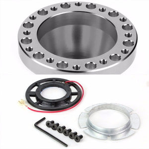 Silver Aluminum 6-Hole Steering Wheel Hub Adapter For Colt/Eclipse/Galant/Lancer 1G/2G-Interior-BuildFastCar