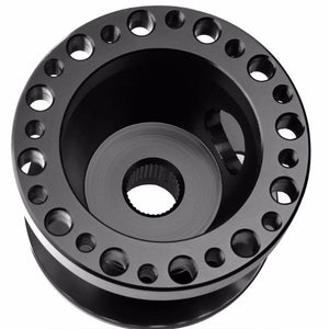 Black Aluminum 6-Hole Steering Wheel Hub Adapter For Nissan 240SX/300ZX/Sentra/Altima-Interior-BuildFastCar