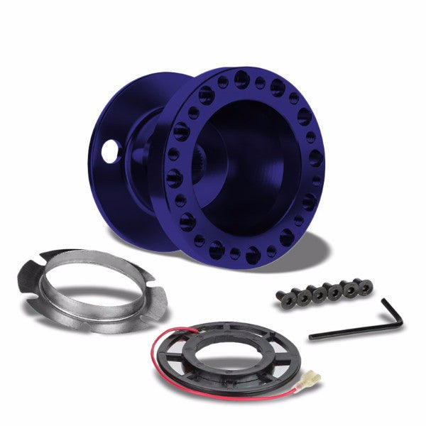 Blue Aluminum 6-Hole Steering Wheel Hub Adapter For Nissan 240SX/300ZX/Sentra/Altima-Interior-BuildFastCar