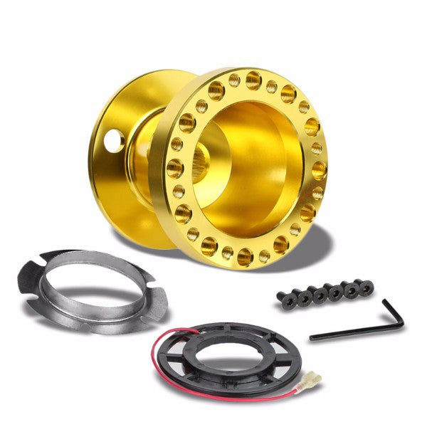 Gold Aluminum 6-Hole Steering Wheel Hub Adapter For Nissan 240SX/300ZX/Sentra/Altima-Interior-BuildFastCar