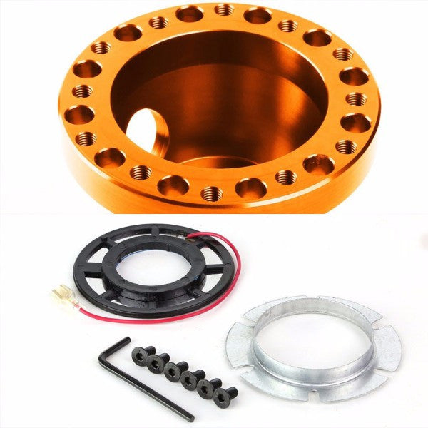 Orange Aluminum 6-Hole Steering Wheel Hub Adapter For Nissan 240SX/300ZX/Sentra/Altima-Interior-BuildFastCar