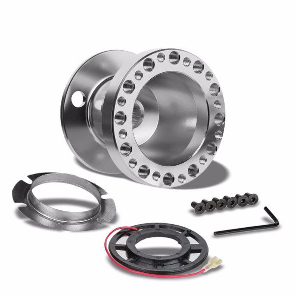Silver Aluminum 6-Hole Steering Wheel Hub Adapter For Nissan 240SX/300ZX/Sentra/Altima-Interior-BuildFastCar