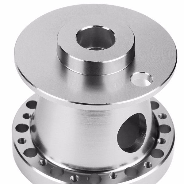 Silver Aluminum 6-Hole Steering Wheel Hub Adapter For Nissan 240SX/300ZX/Sentra/Altima-Interior-BuildFastCar
