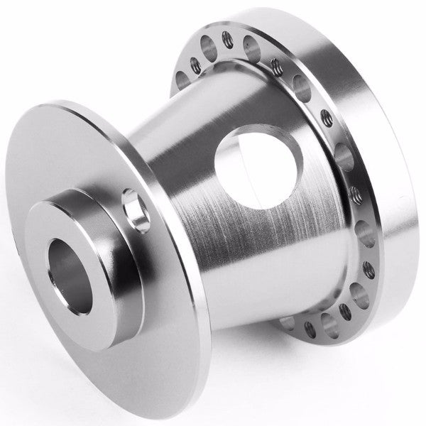 Silver Aluminum 6-Hole Steering Wheel Hub Adapter For Nissan 240SX/300ZX/Sentra/Altima-Interior-BuildFastCar