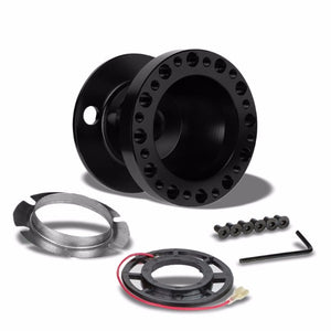 Black Aluminum 6-Hole Steering Wheel Hub Adapter For 90-95 Accord CB CD/92-96 Prelude BA8/9-Interior-BuildFastCar
