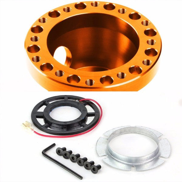 Orange Aluminum 6-Hole Steering Wheel Hub Adapter For 90-95 Accord CB CD/92-96 Prelude BA8/9-Interior-BuildFastCar