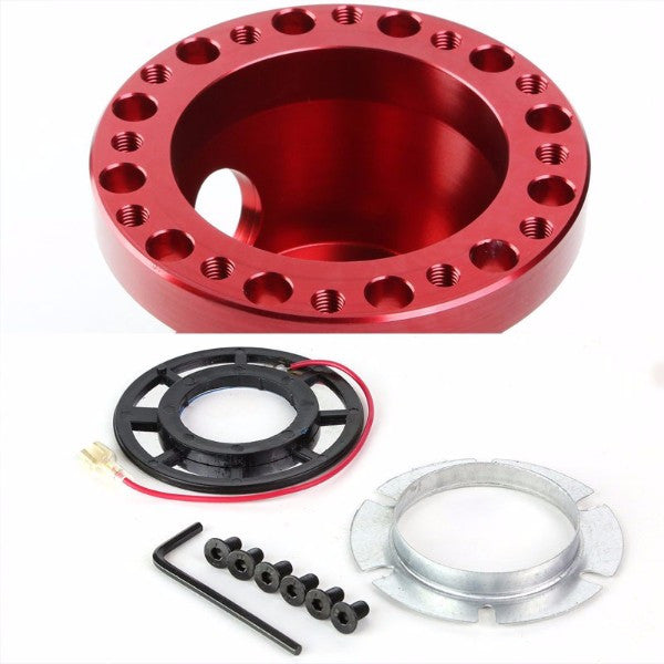 Red Aluminum 6-Hole Steering Wheel Hub Adapter For 90-95 Accord CB CD/92-96 Prelude BA8/9-Interior-BuildFastCar