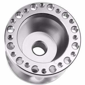 Silver Aluminum 6-Hole Steering Wheel Hub Adapter For 90-95 Accord CB CD/92-96 Prelude BA8/9-Interior-BuildFastCar