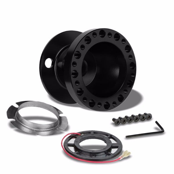 Black Aluminum 6-Hole Steering Wheel Hub Adapter For 92-95 Integra DC2/Civic EG EH EJ-Interior-BuildFastCar