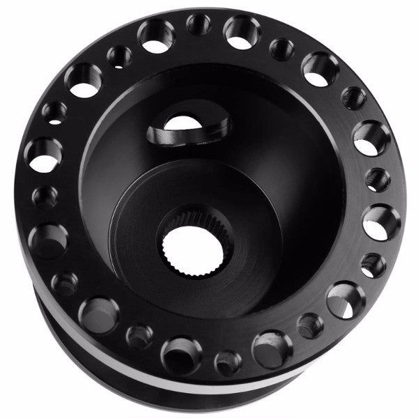 Black Aluminum 6-Hole Steering Wheel Hub Adapter For 626/RX7/RX8/Miata/Accent/Genesis-Interior-BuildFastCar