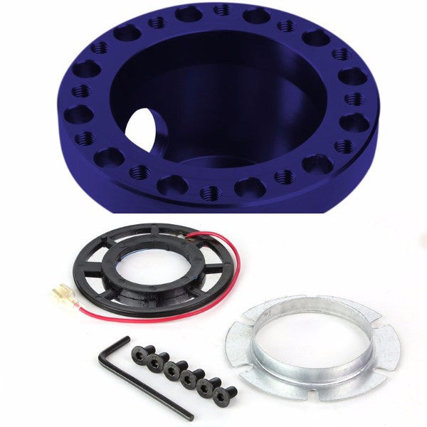 Blue Aluminum 6-Hole Steering Wheel Hub Adapter For 626/RX7/RX8/Miata/Accent/Genesis-Interior-BuildFastCar